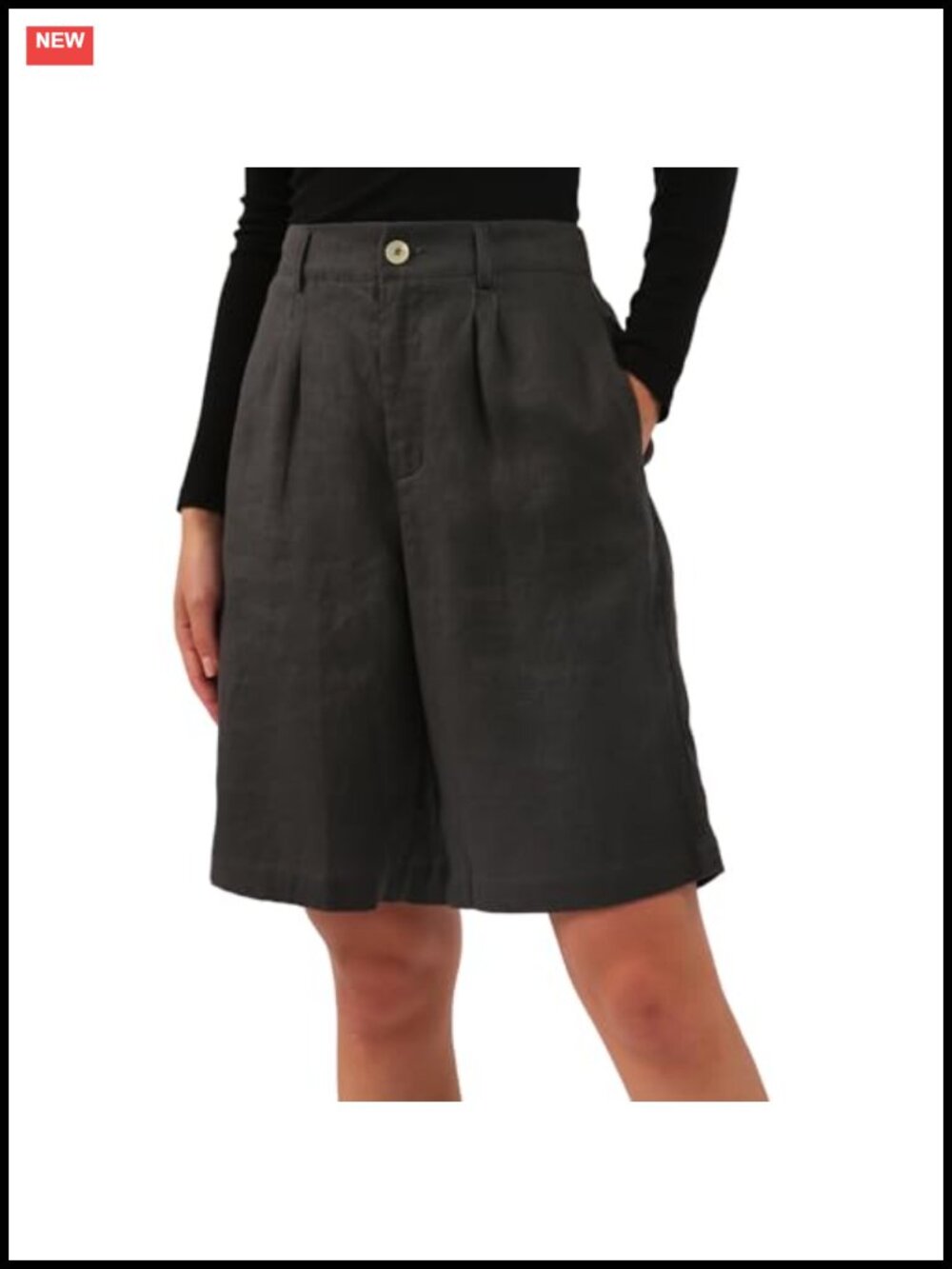 Women's 100% Linen Bermuda High Waisted Lounge Shorts Casual Summer